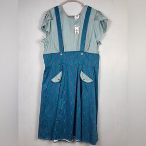 Disney Dress Shop Disneyland Railroad and Teal Blue Striped Dress